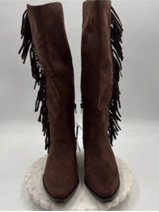 Universal Thread Shoes - Womens Brown Suede Fringe High Boots